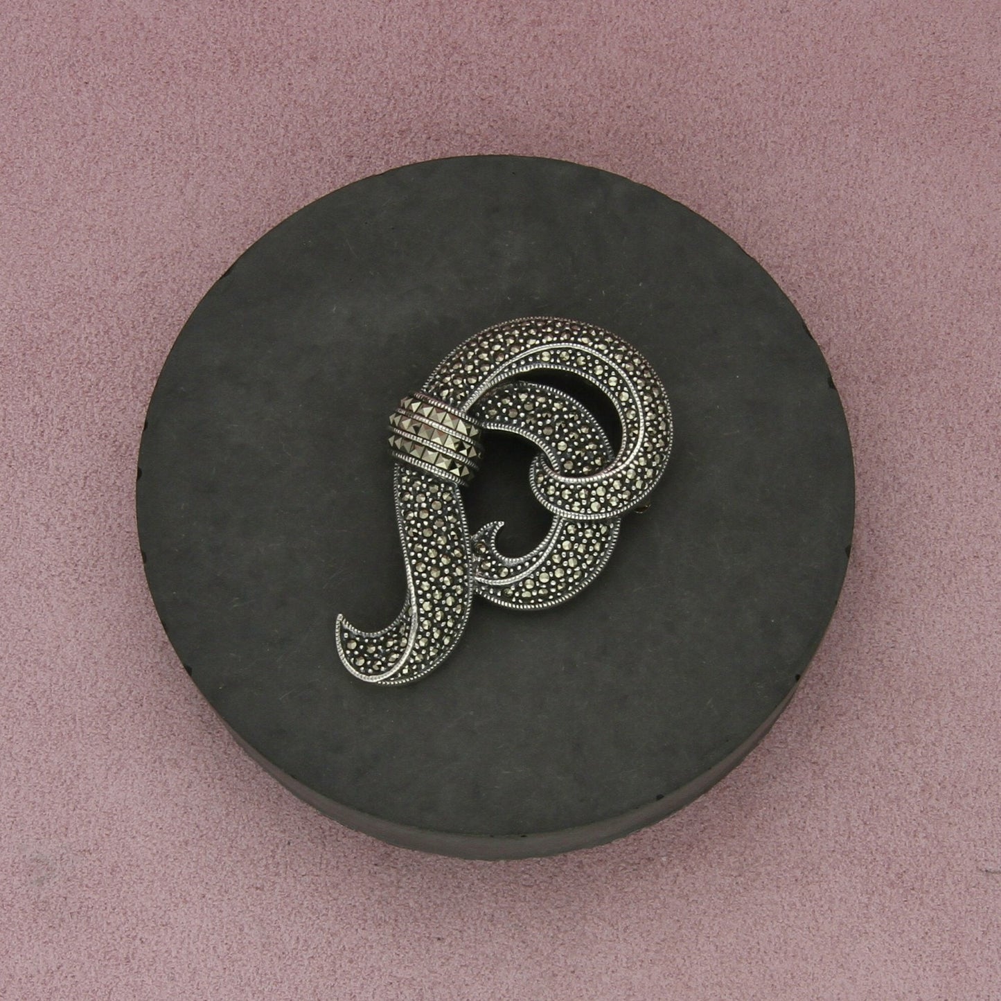 judith jack sterling silver marcasite studded scroll brooch