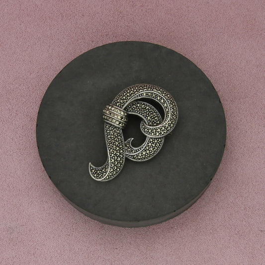 judith jack sterling silver marcasite studded scroll brooch