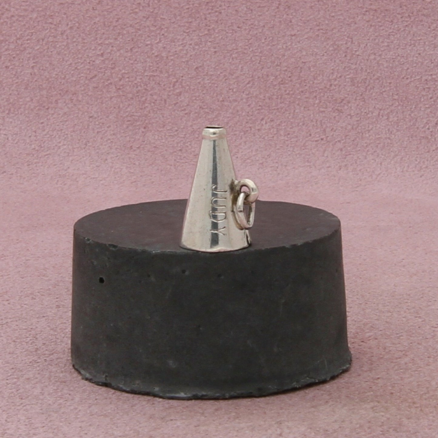 sterling silver vintage 3d megaphone charm pendant