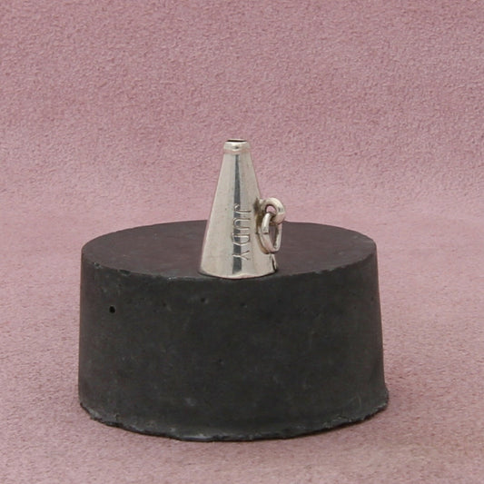 sterling silver vintage 3d megaphone charm pendant