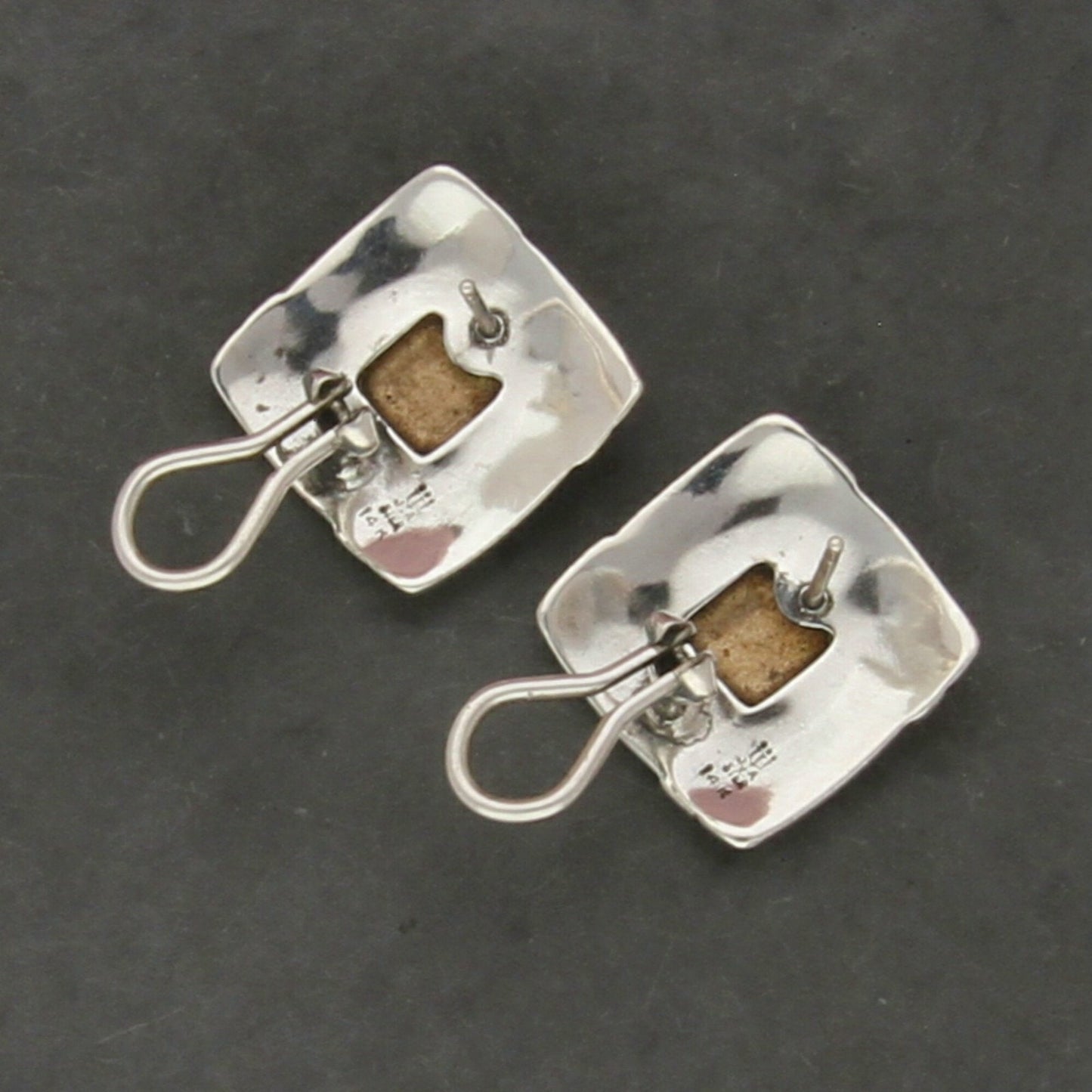 james avery sterling silver & 14k gold retired celtic square omega-back earrings