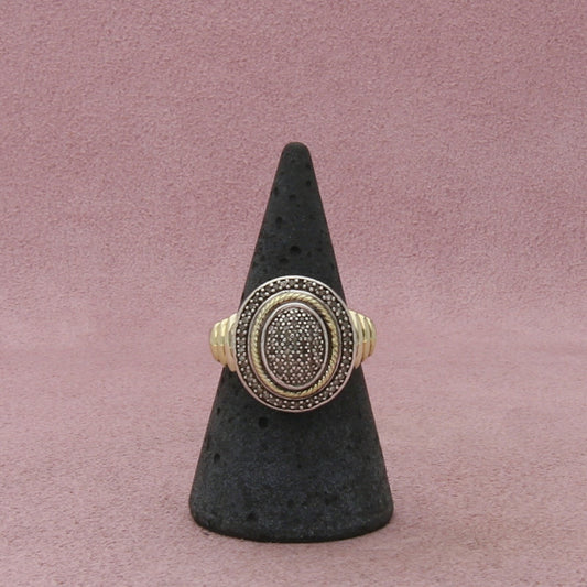 zales sterling silver gold accent diamond ring size 7.25