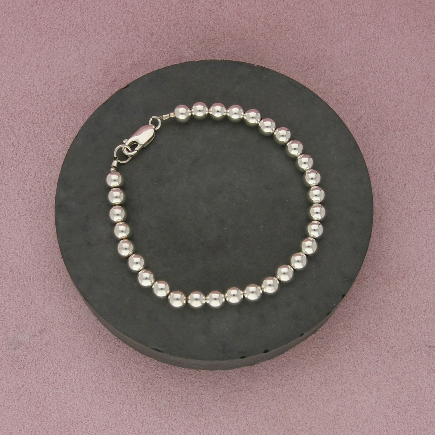 sterling silver 5mm bead chain bracelet size 7.5in