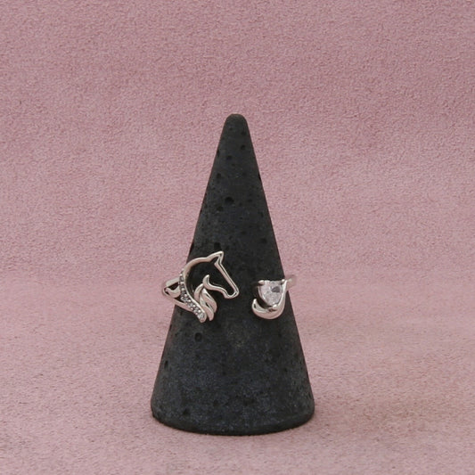 sterling silver cz heart pony horse bypass ring size 9.5