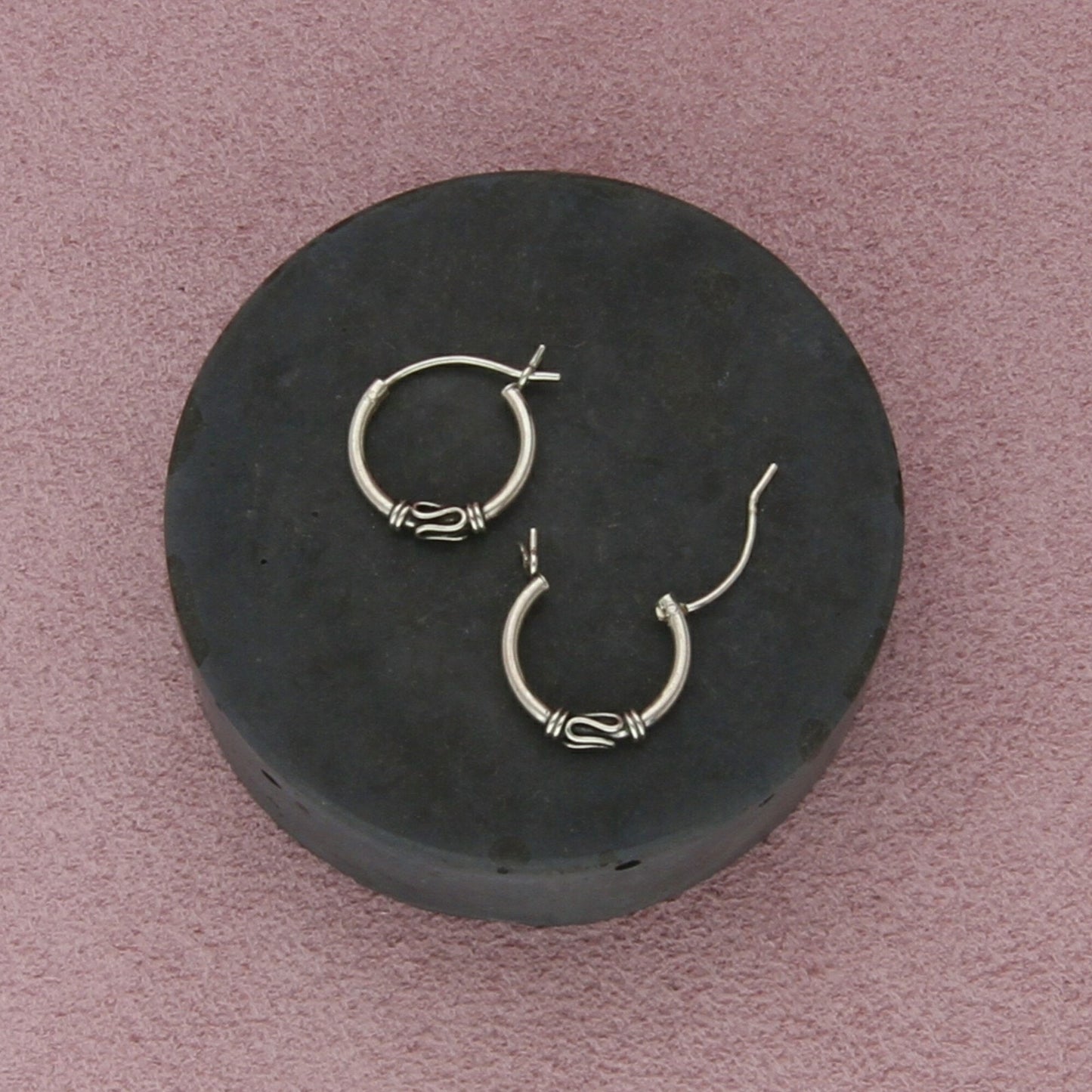 sterling silver bali eternal loops huggie hoop earrings
