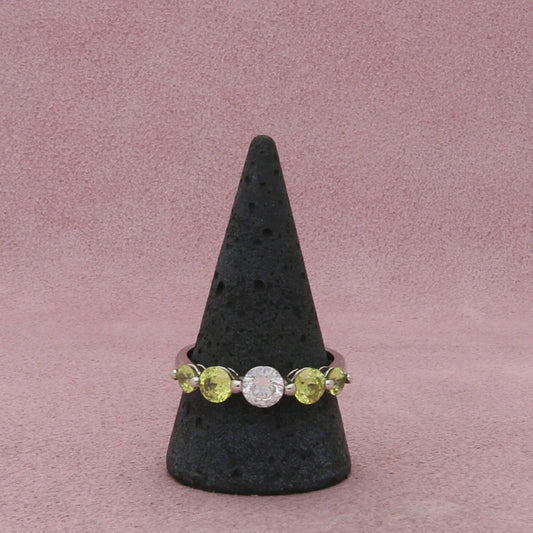 sterling silver round-cut yellow & clear cz ring size 11.5
