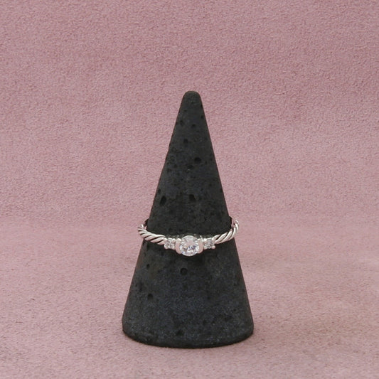 sterling silver dainty cz stack ring size 8