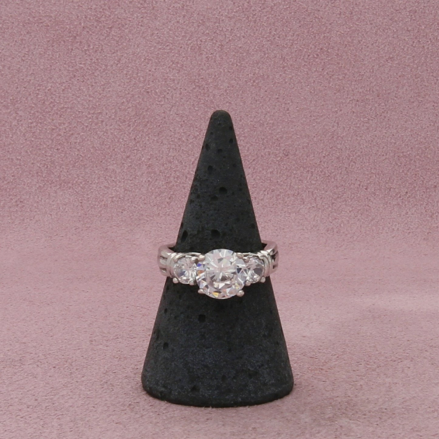 sterling silver past present future cz engagement ring size 6.75