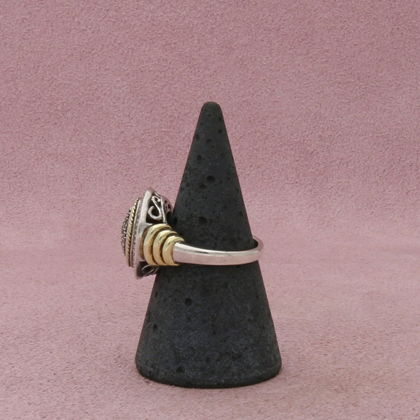 zales sterling silver gold accent diamond ring size 7.25