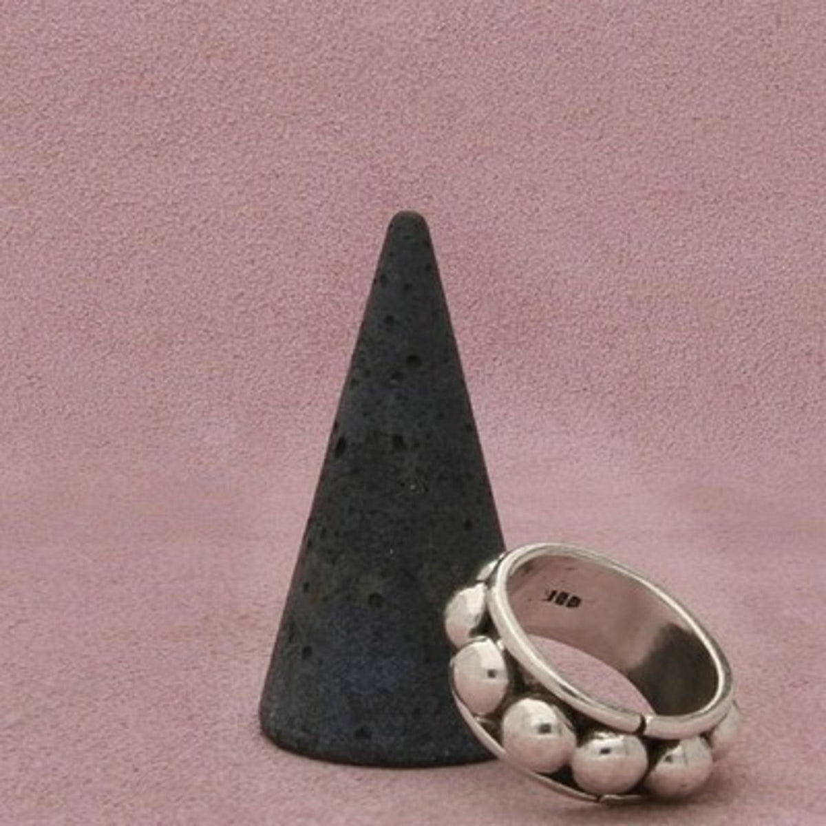 Sterling Silver Vintage Men's Beaded Raised Dome Band Ring Size 9.75