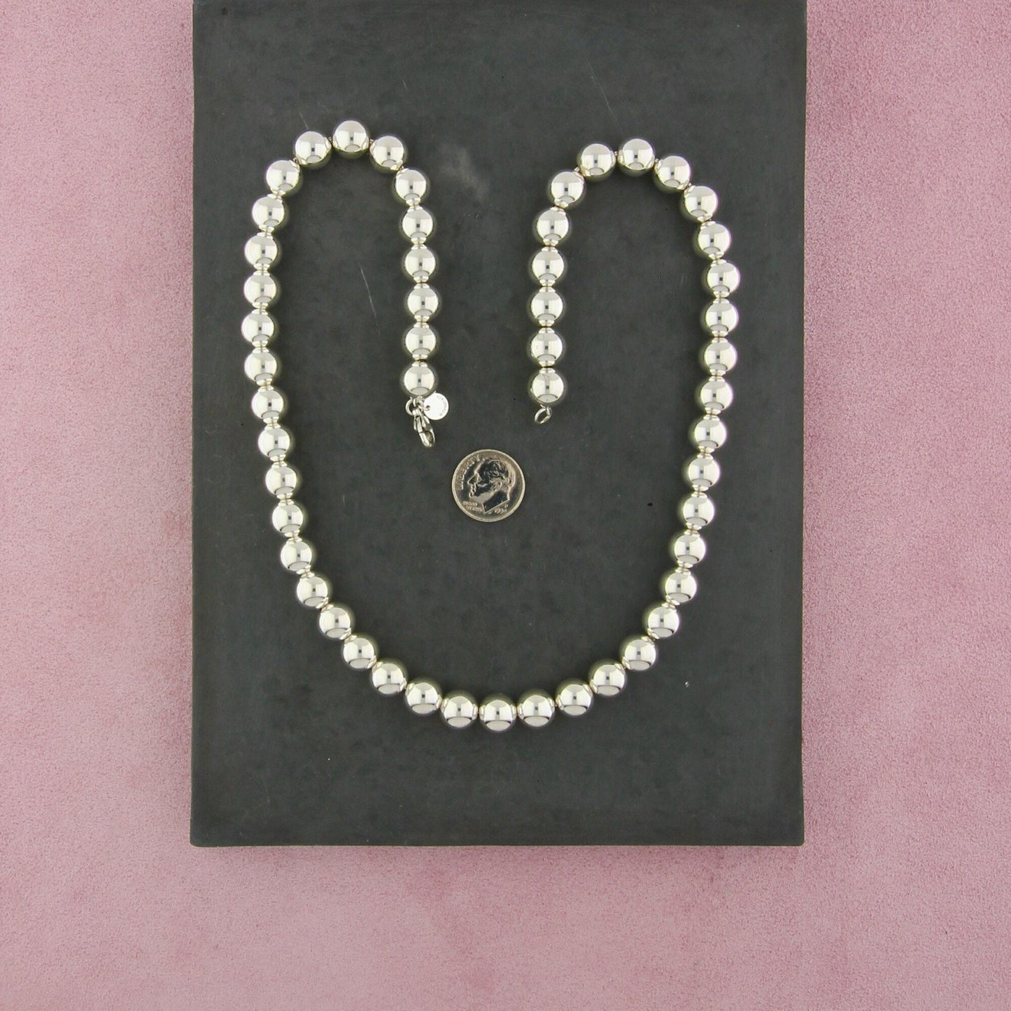 tiffany & co sterling silver hardwear 10mm bead necklace size 20in