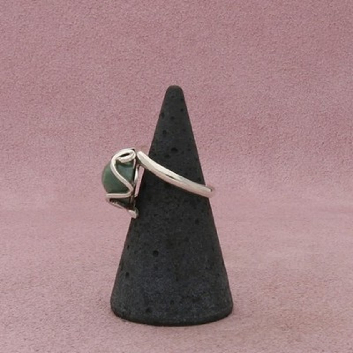 Sterling Silver Vintage Aventurine Scroll Ring Size 5