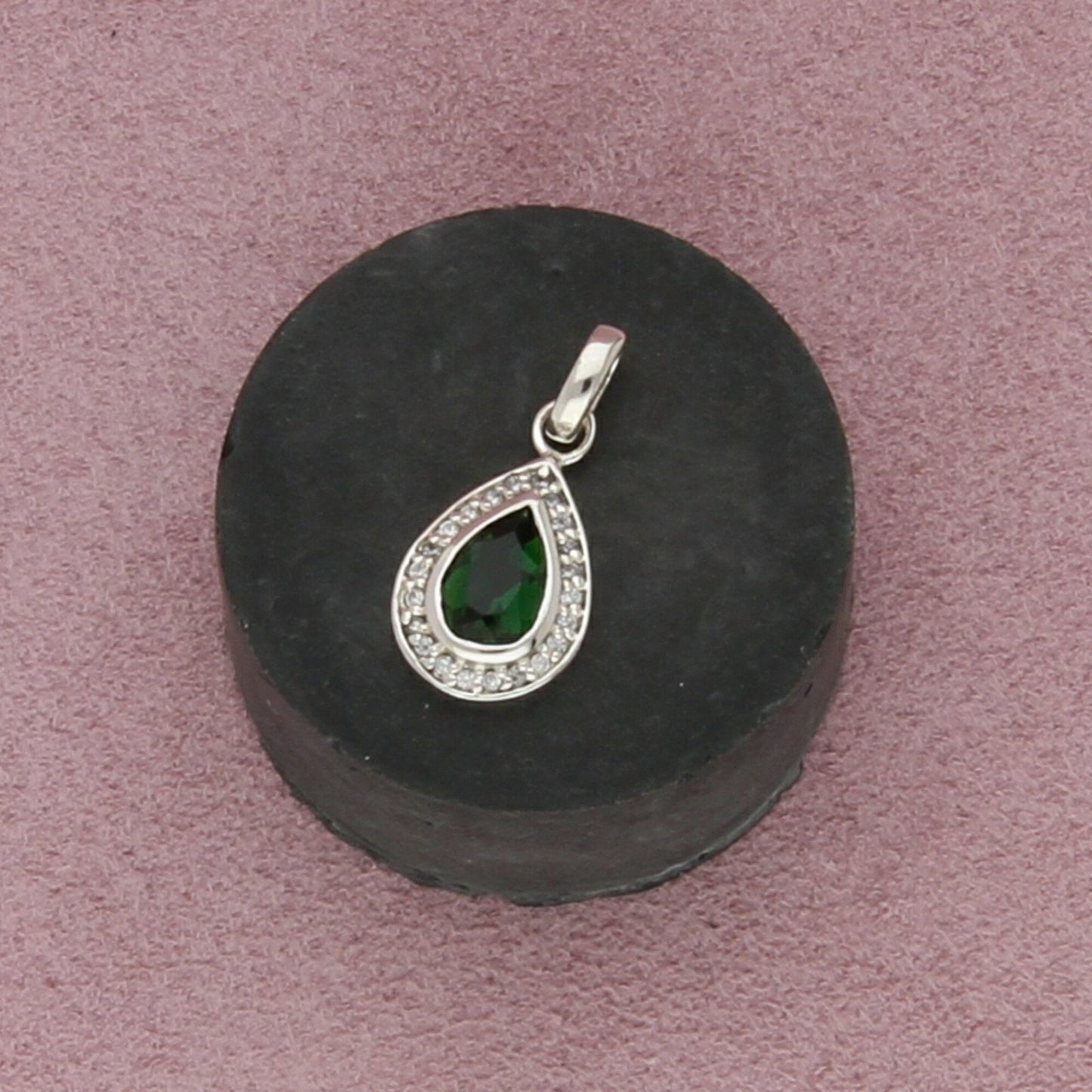 sterling silver chrome dopside & cz halo pendant