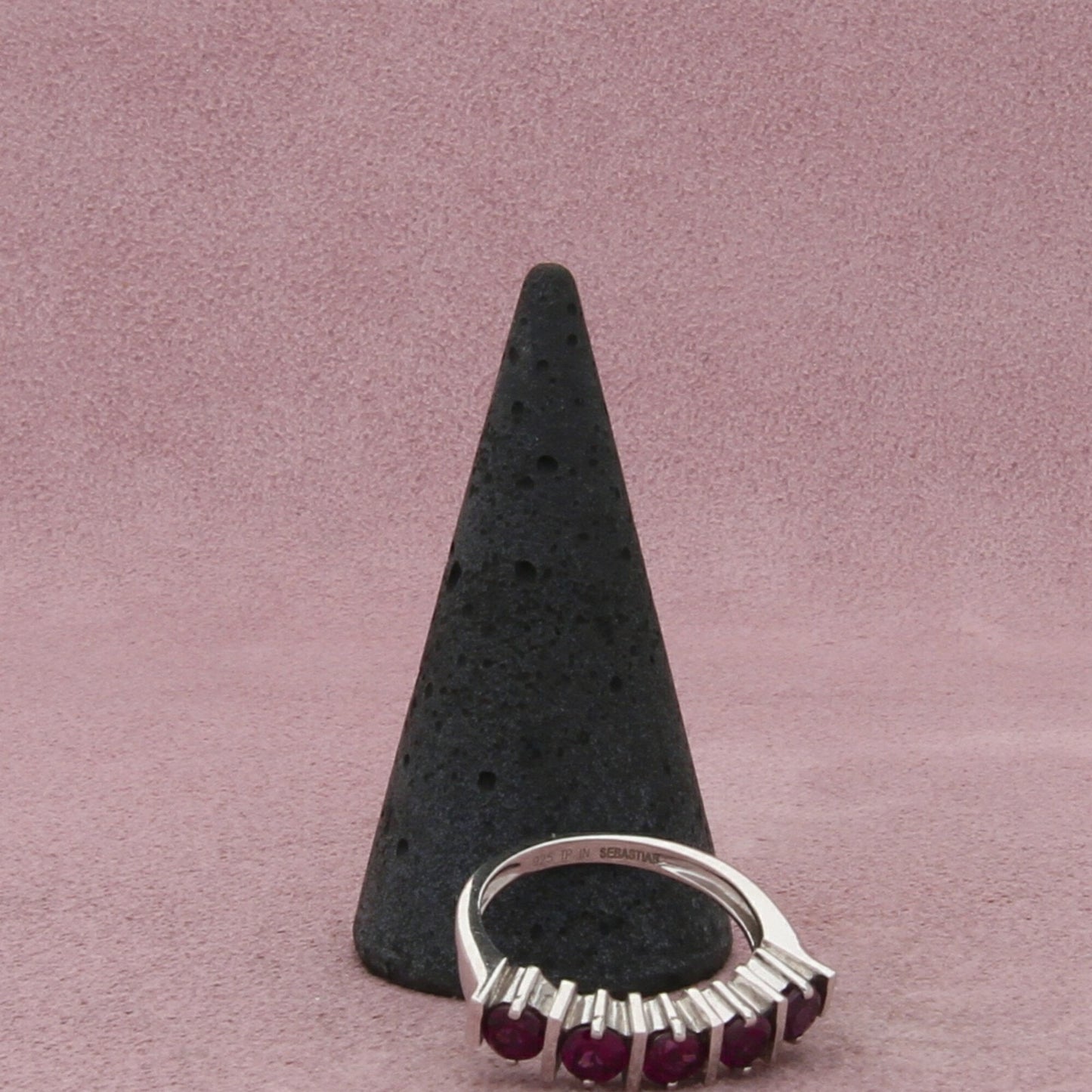 sterling silver round-cut cz rhodolite ring size 7.75