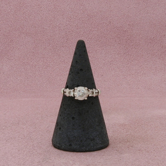 sterling silver round-cut cz engagement ring size 6