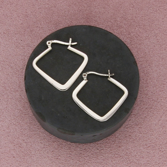 sterling silver v-shaped snap-post hoop earrings