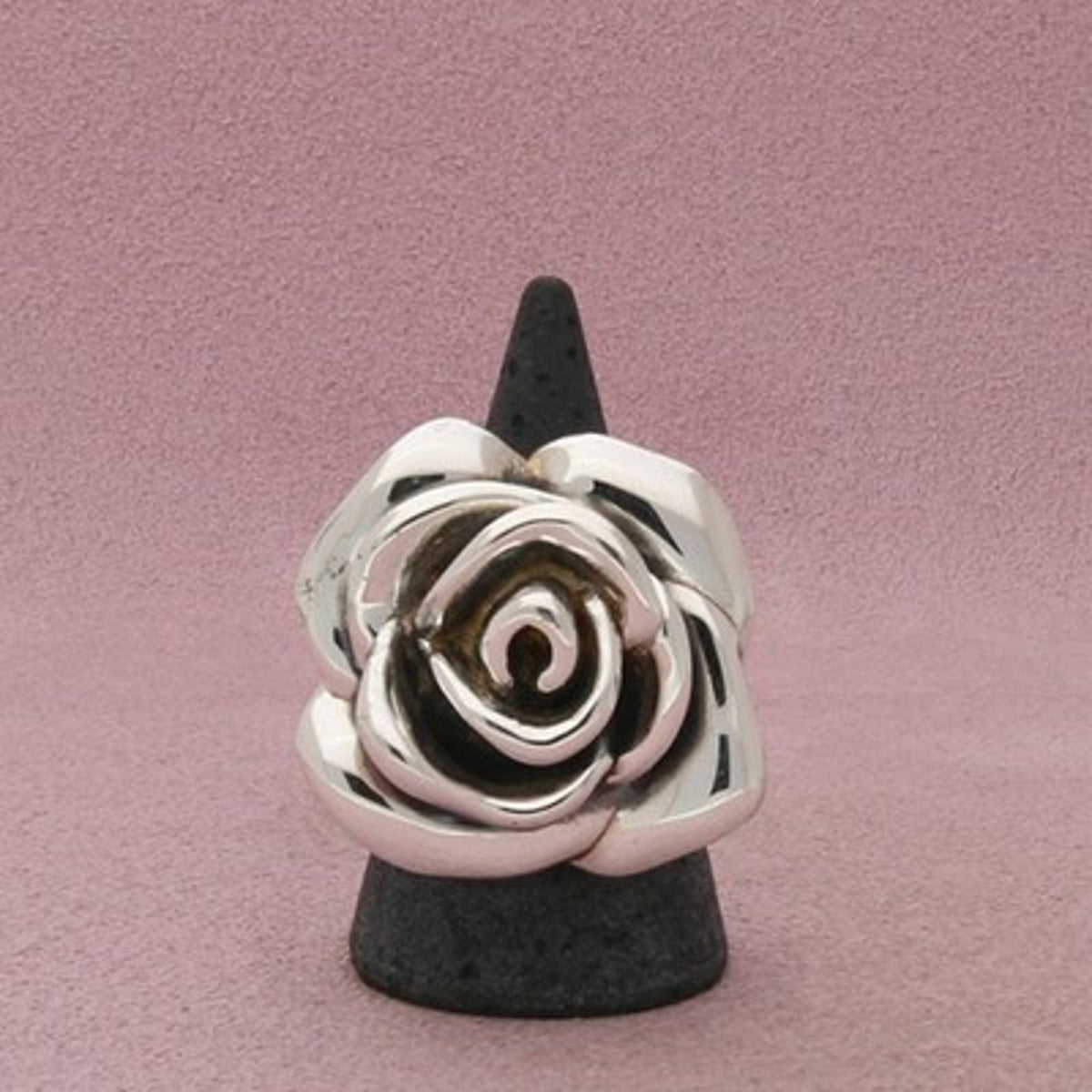 Sterling Silver Hollow Rose Flower Ring Size 8