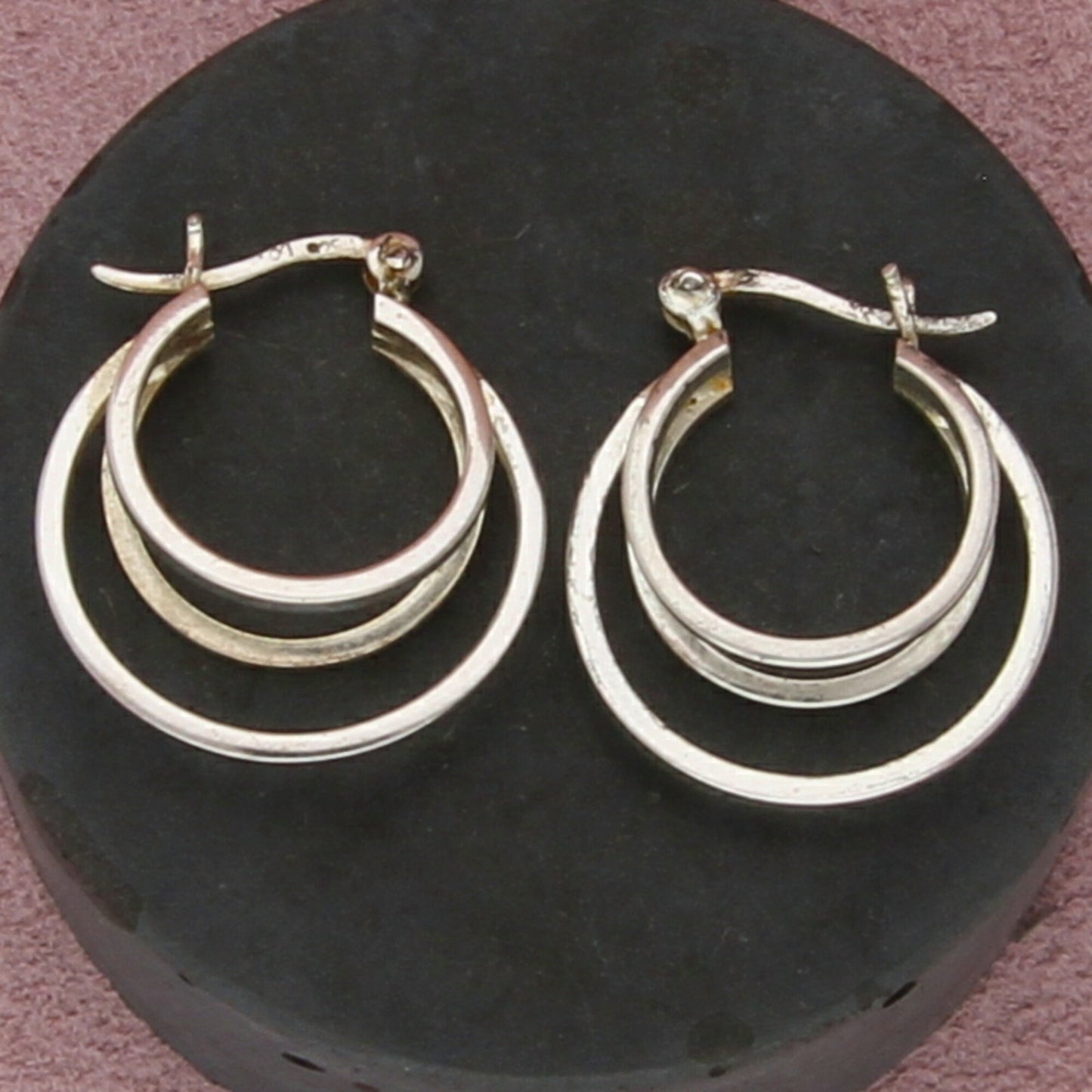 sterling silver vintage double layer hoop earrings