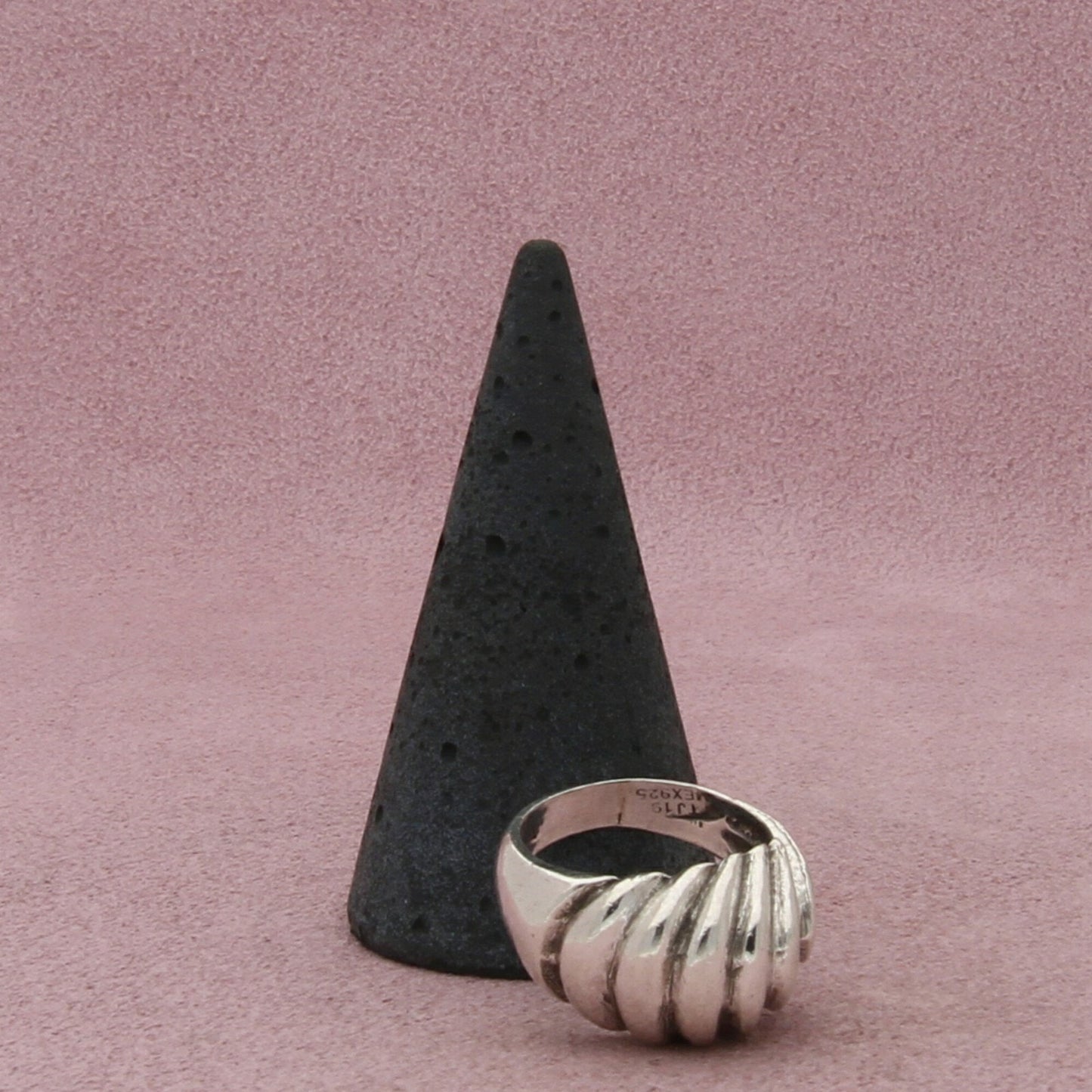 mexico sterling silver vintage chunky scalloped dome ring size 5.5