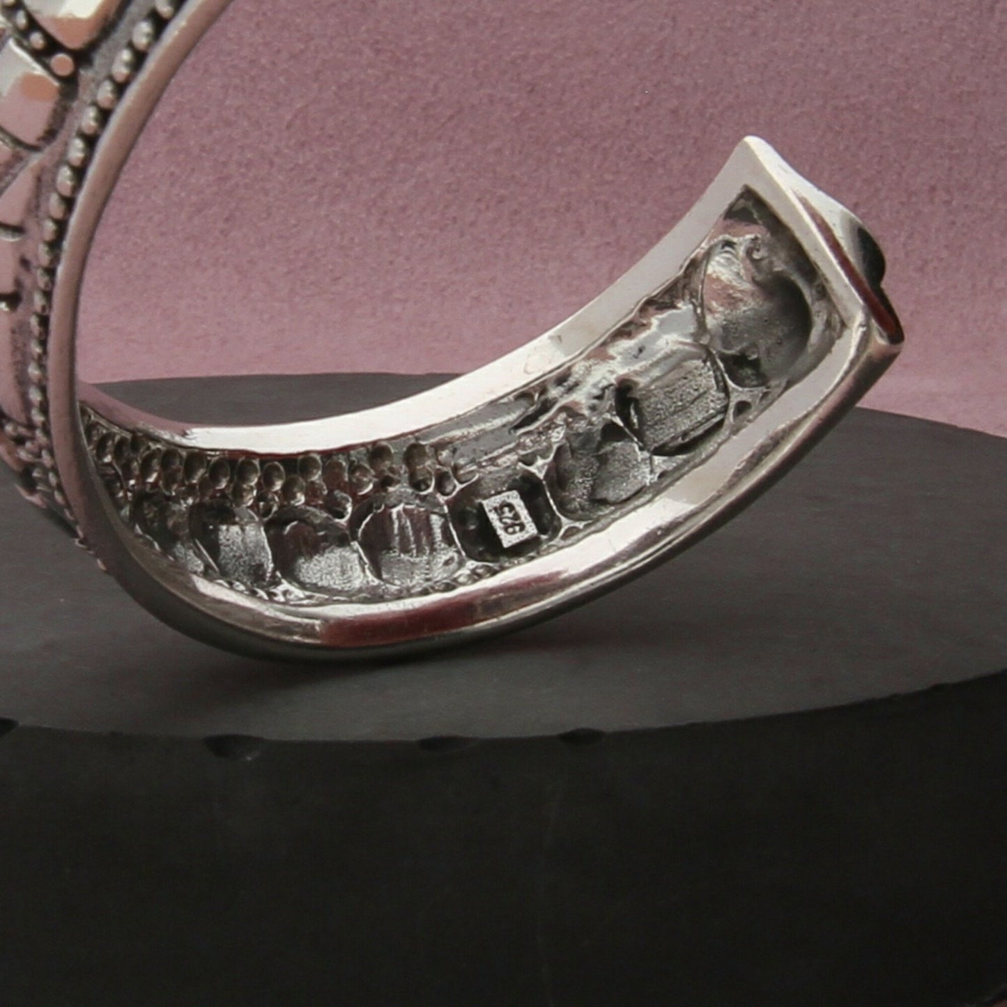 sterling silver vintage pebbled pattern cuff bracelet size 6.25in