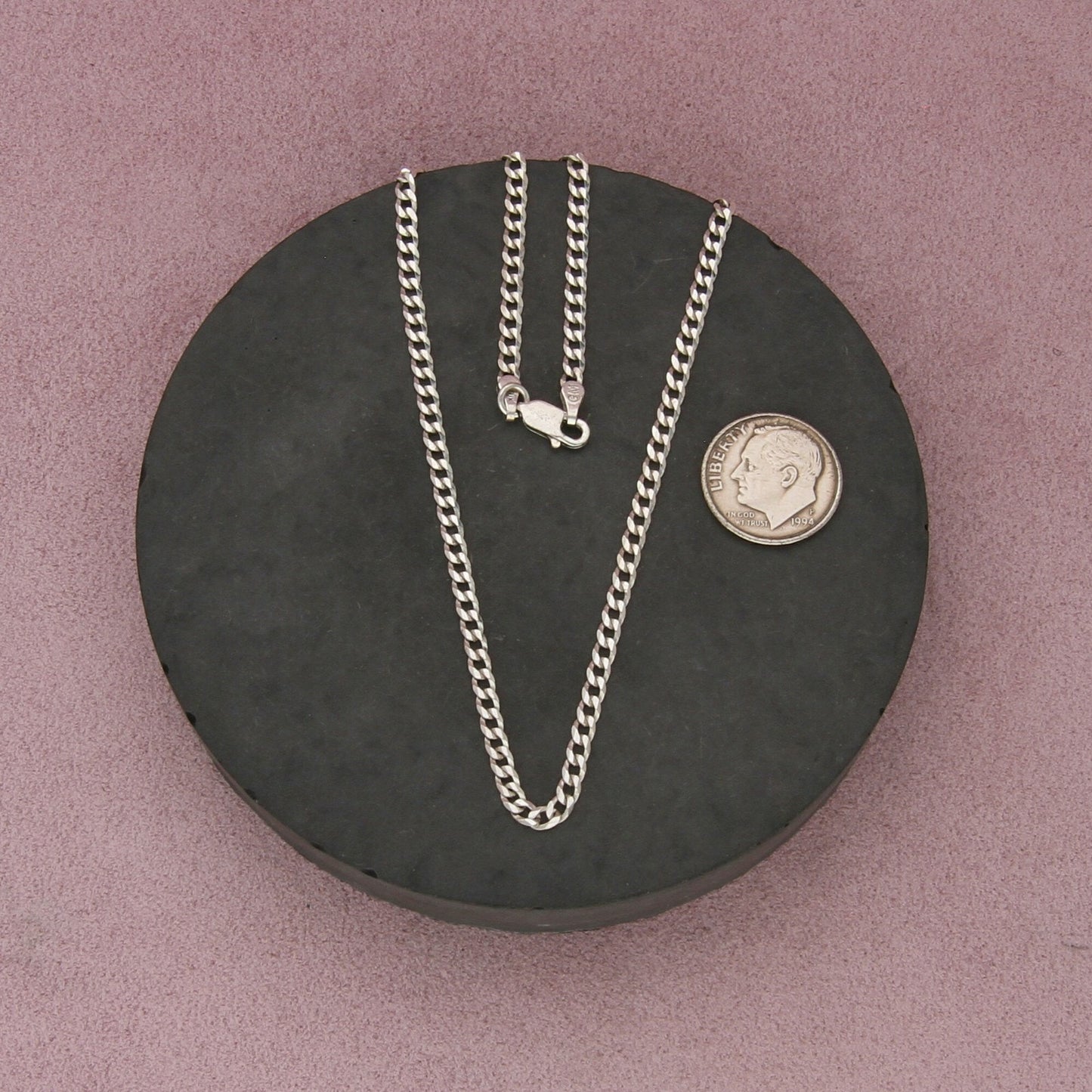sterling silver italy 3mm curb chain necklace size 20.25in