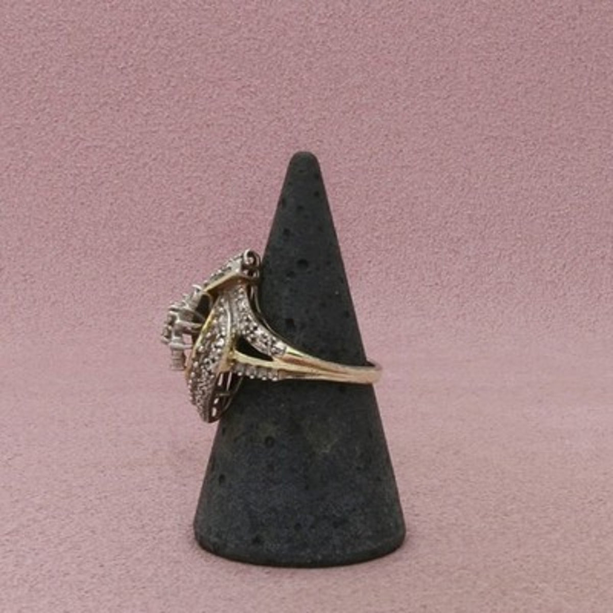 Kay Jewelers Sterling Silver Gold Plate Diamond Bypass Cluster Ring Size 6.75