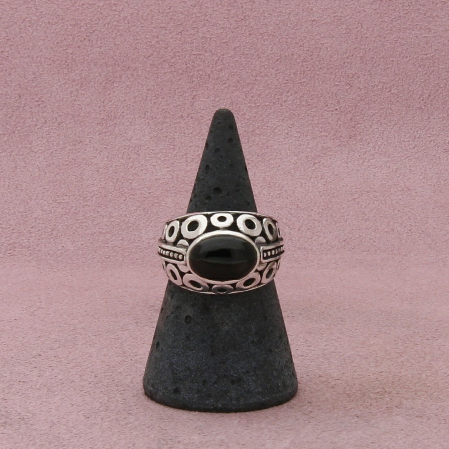 sterling silver black onyx circles dome ring size 7