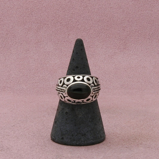 sterling silver black onyx circles dome ring size 7