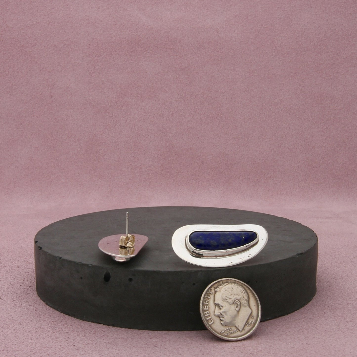 navajo sterling silver vintage lapis lazuli drop post earrings