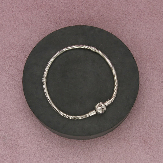pandora sterling silver barrel clasp snake chain charm bracelet size 7in