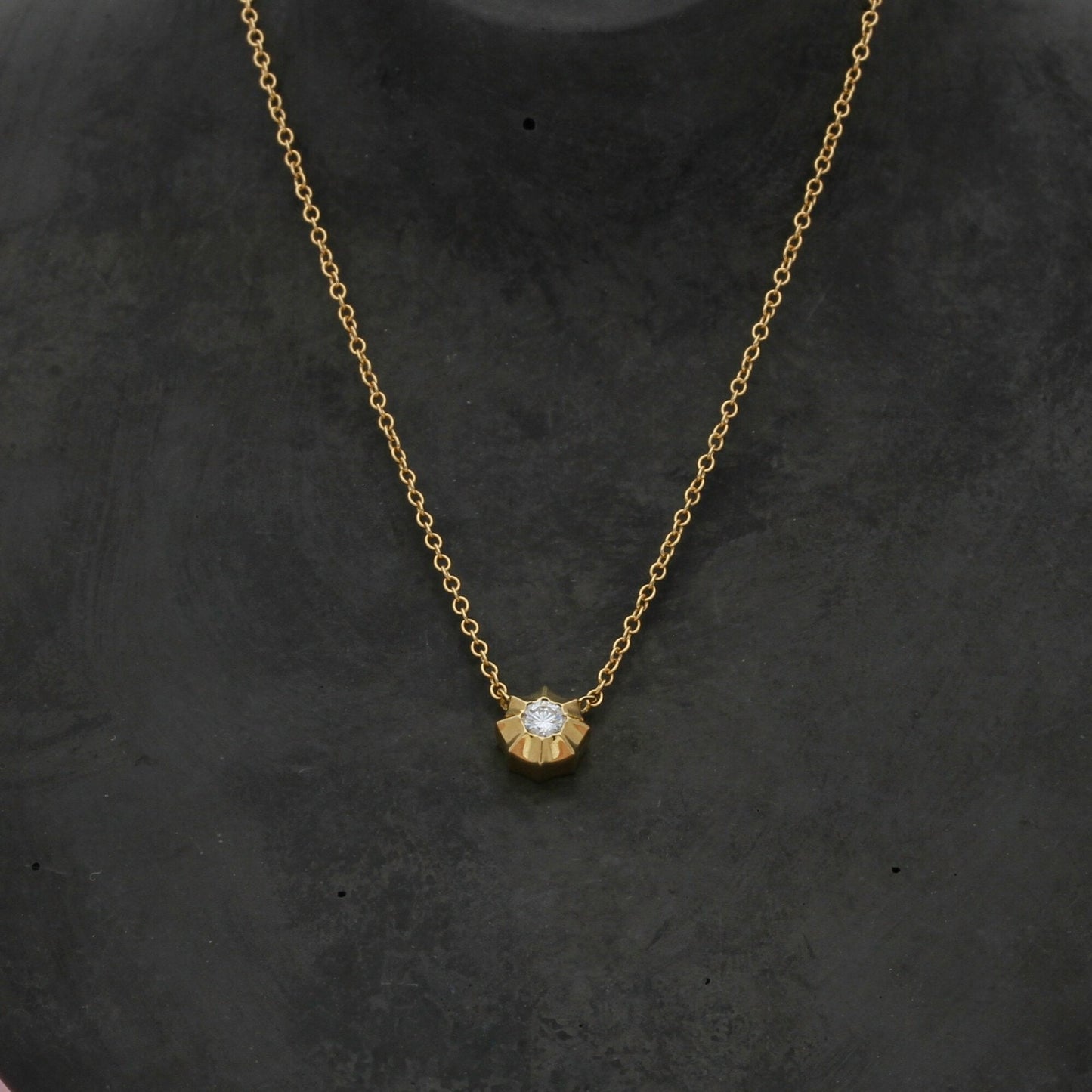 bony levy 18k yellow gold 0.05 ct diamond monaco necklace size 16-18in