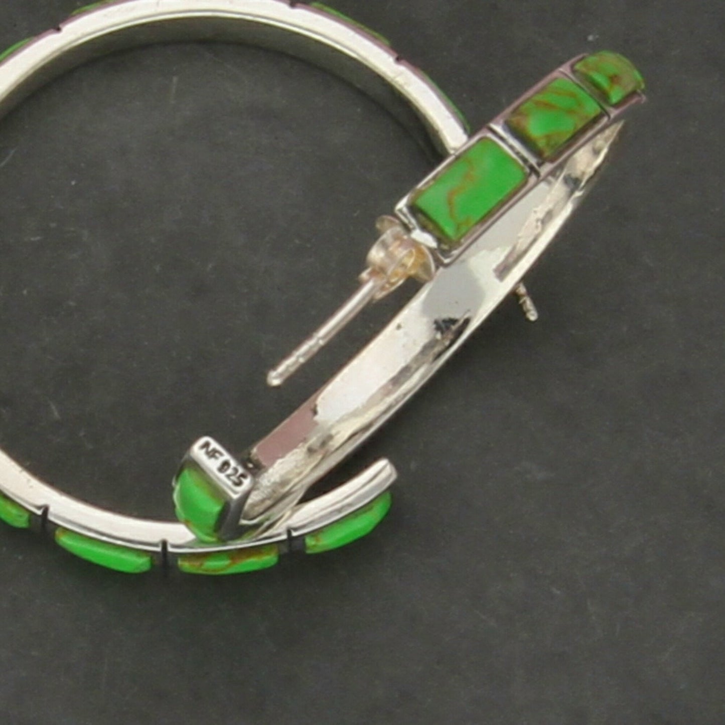 sterling silver vintage gaspeite hoop earrings