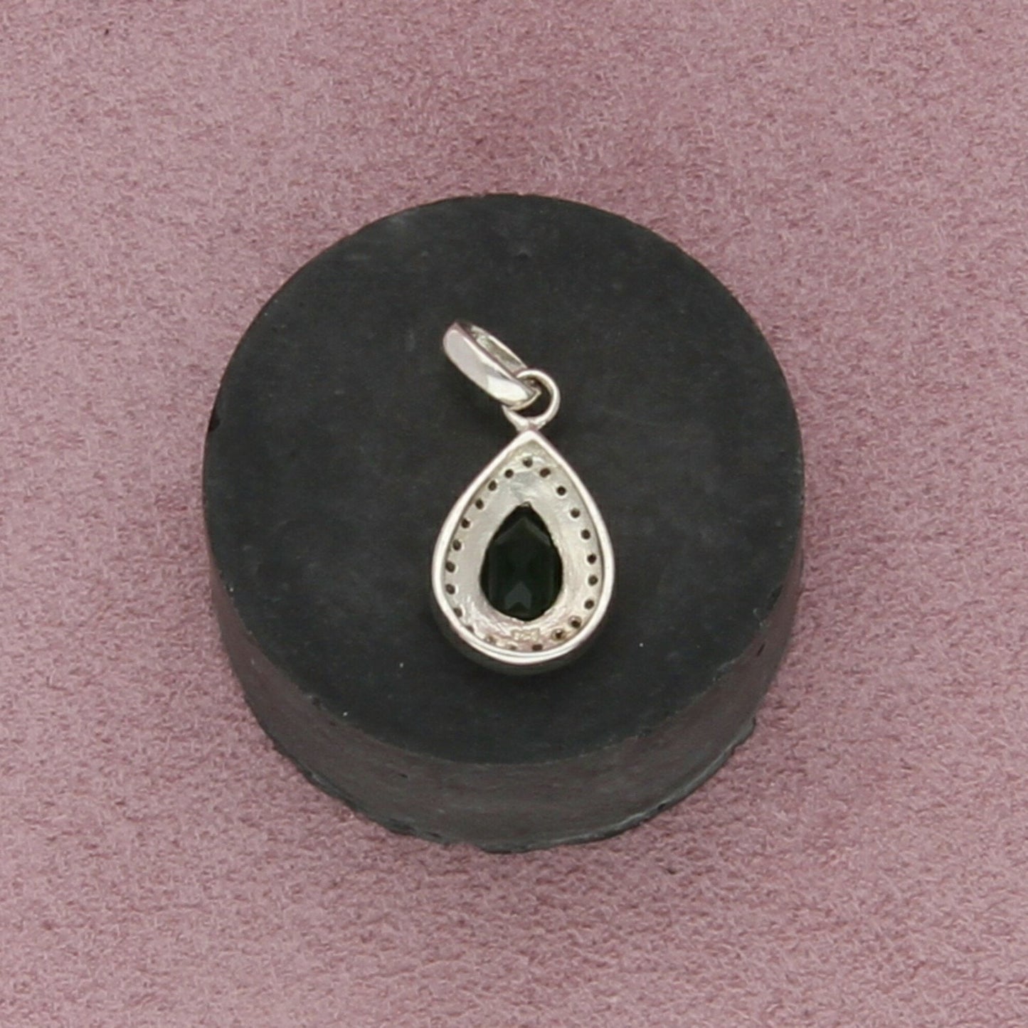 sterling silver chrome dopside & cz halo pendant