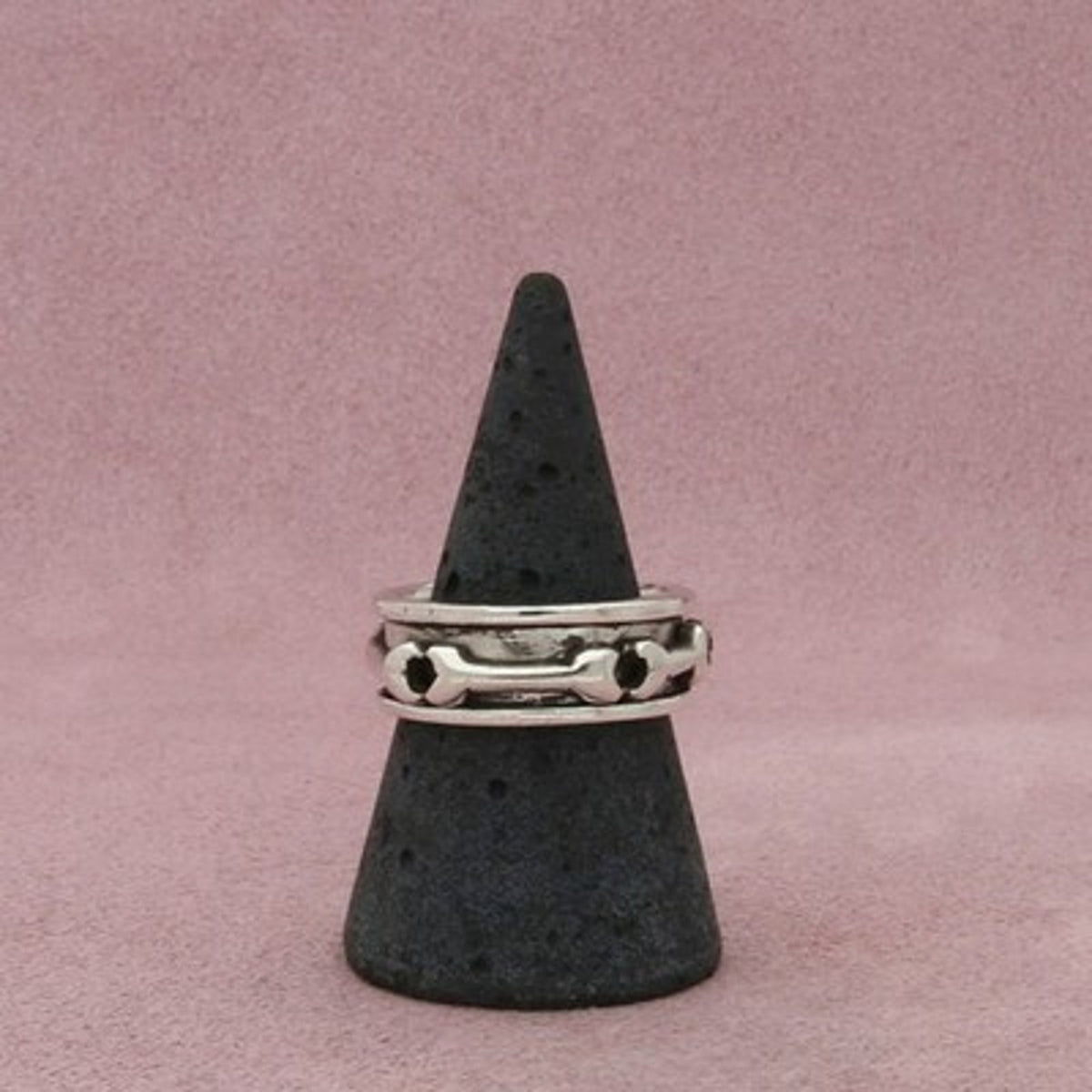 Sterling Silver Men's Vintage Bones Spinner Band Ring Size 8.75