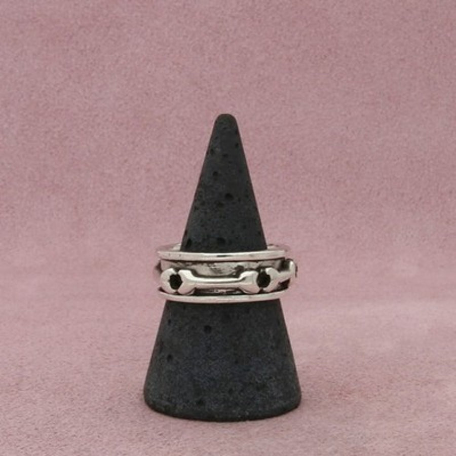 Sterling Silver Men's Vintage Bones Spinner Band Ring Size 8.75