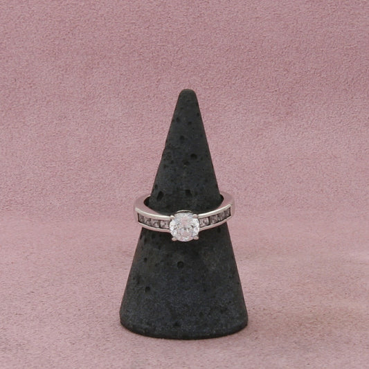 sterling silver round-cut cz engagement ring size 5.75