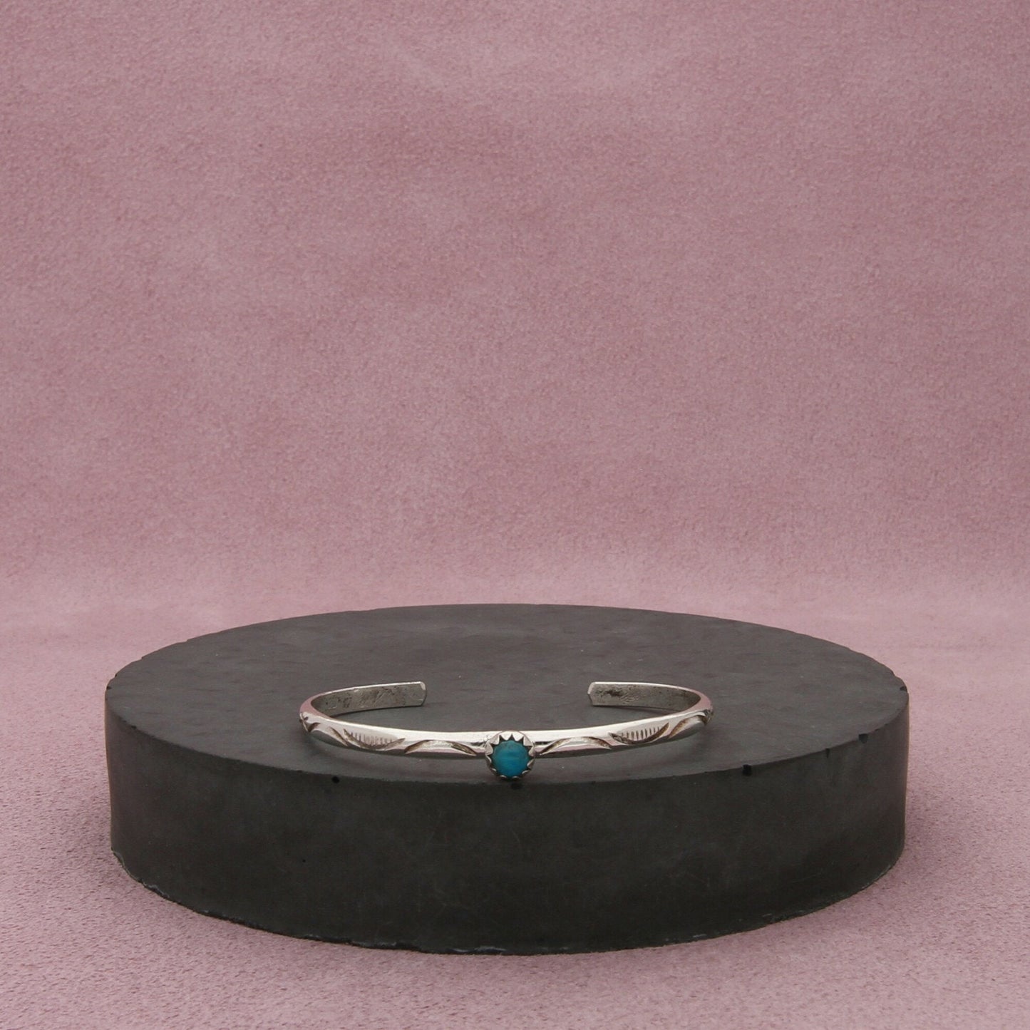 navajo sterling silver vintage turquoise childrens cuff bracelet size 4.5in