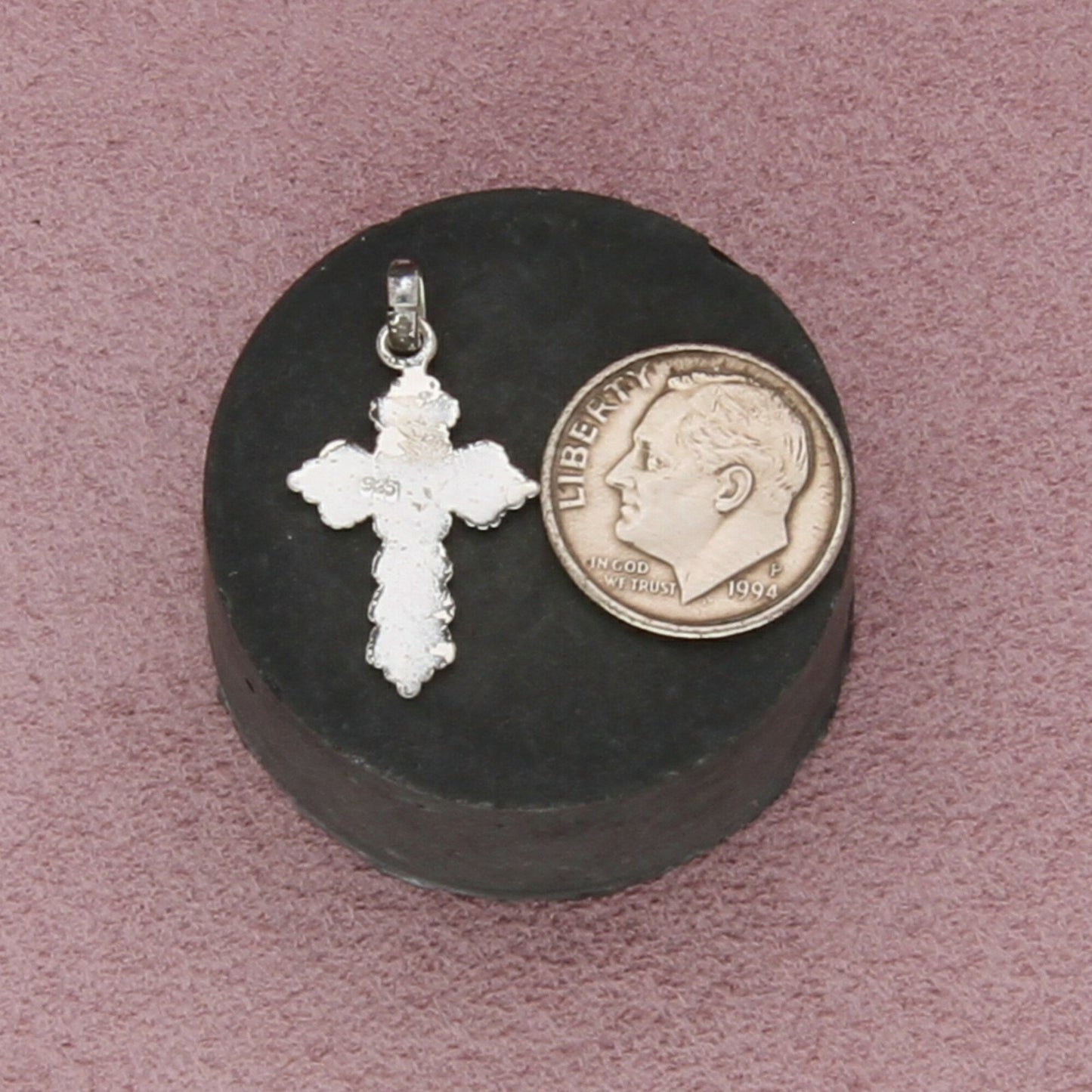 sterling silver dainty scrolled cross pendant