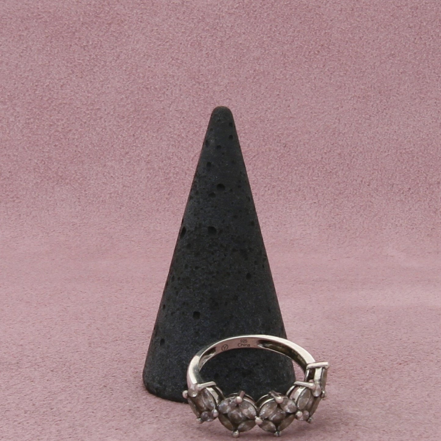 sterling silver marquise & round-cut cz ring size 7