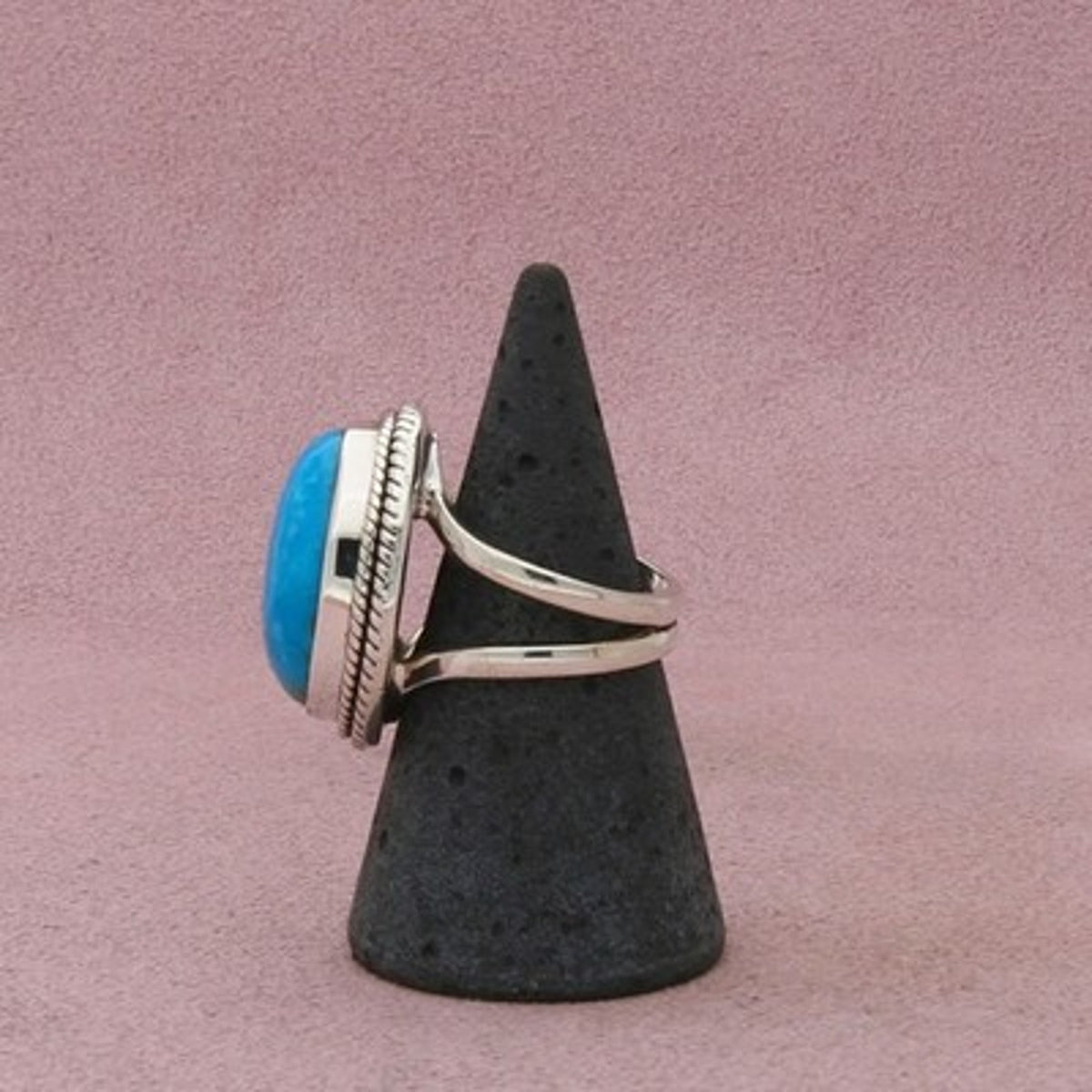 Sterling Silver Braided Turquoise Cabochon Ring Size 7