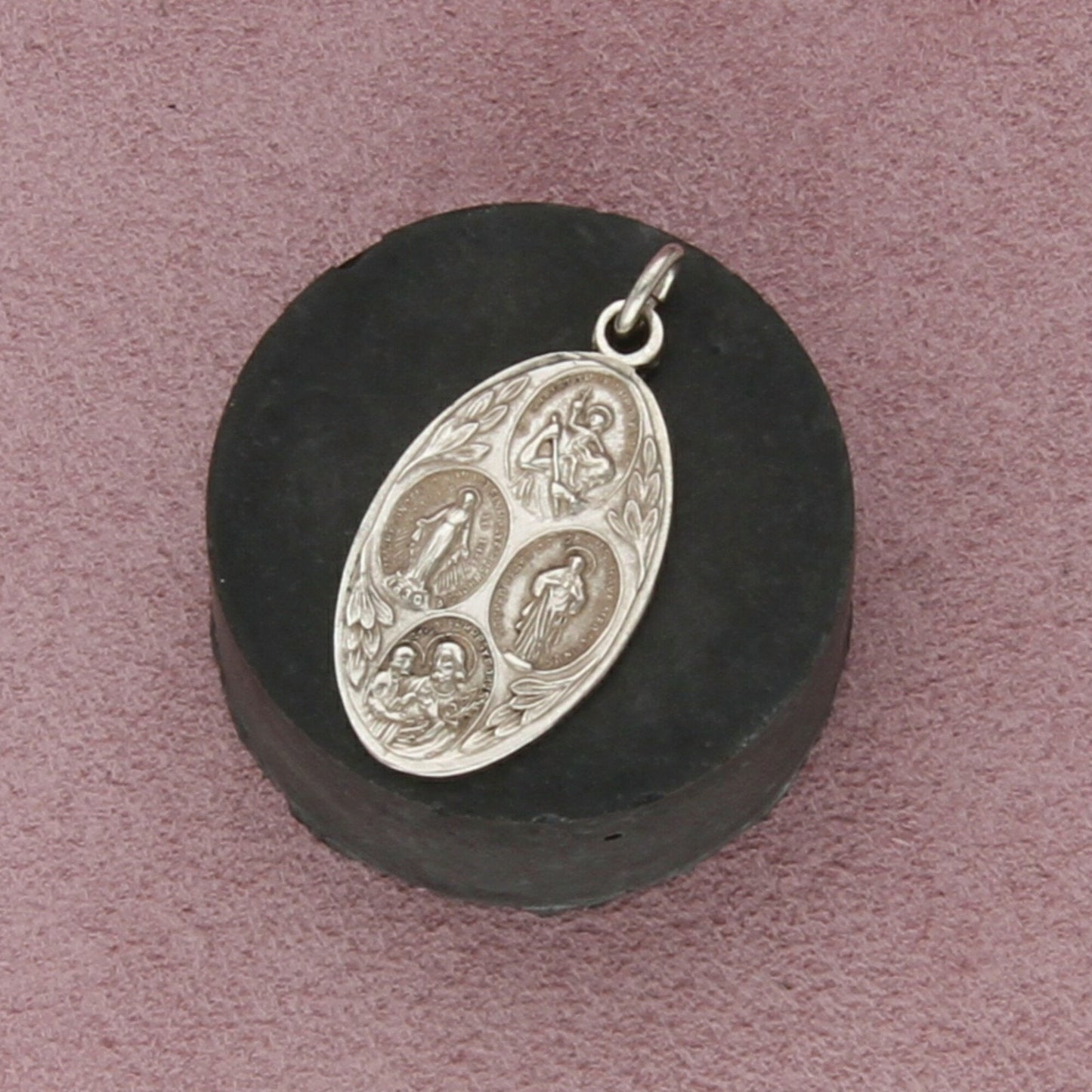 sterling silver vintage 2-sided catholic saint miraculous medal pendant
