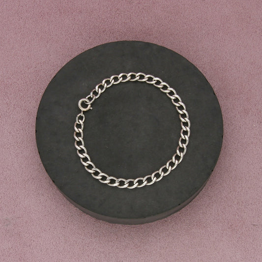 sterling silver vintage 5mm curb chain charm bracelet size 6.75in