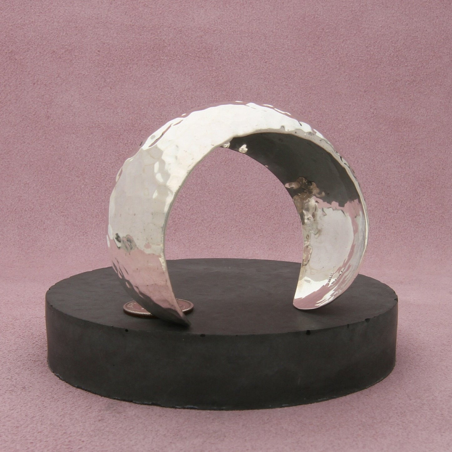 sterling silver vintage signed hammered chunky cuff bracelet size 6.5in