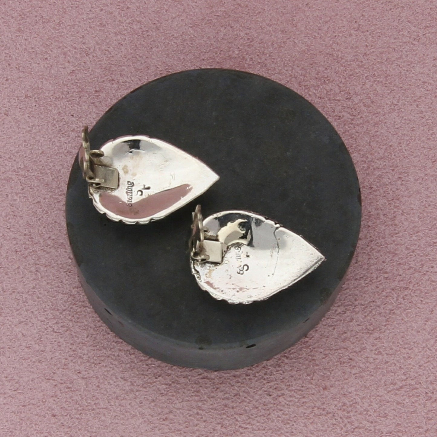 navajo sterling silver vintage turquoise tear drop clip-on earrings