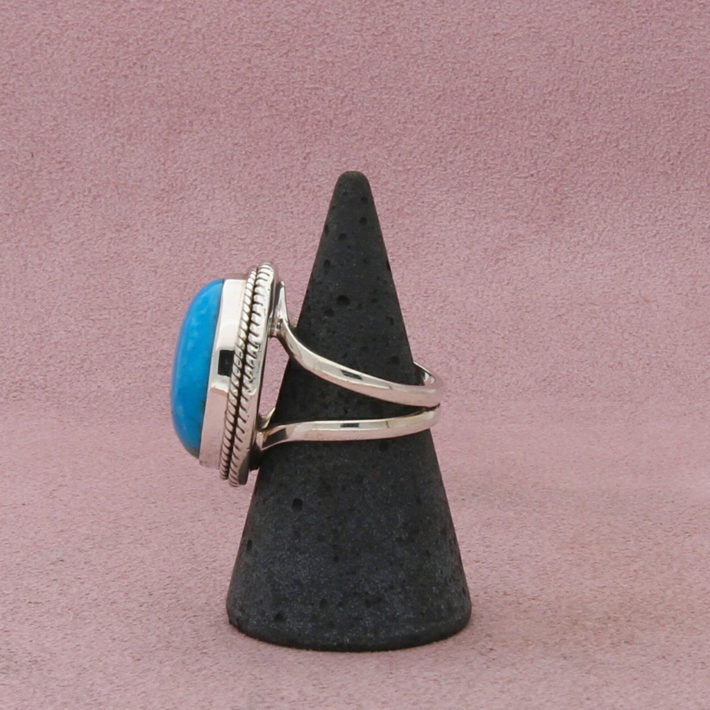 sterling silver braided turquoise cabochon ring size 7