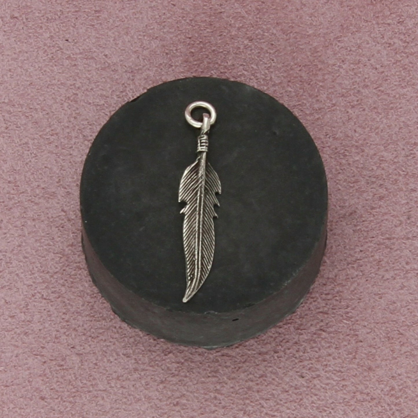 sterling silver vintage dainty feather charm pendant