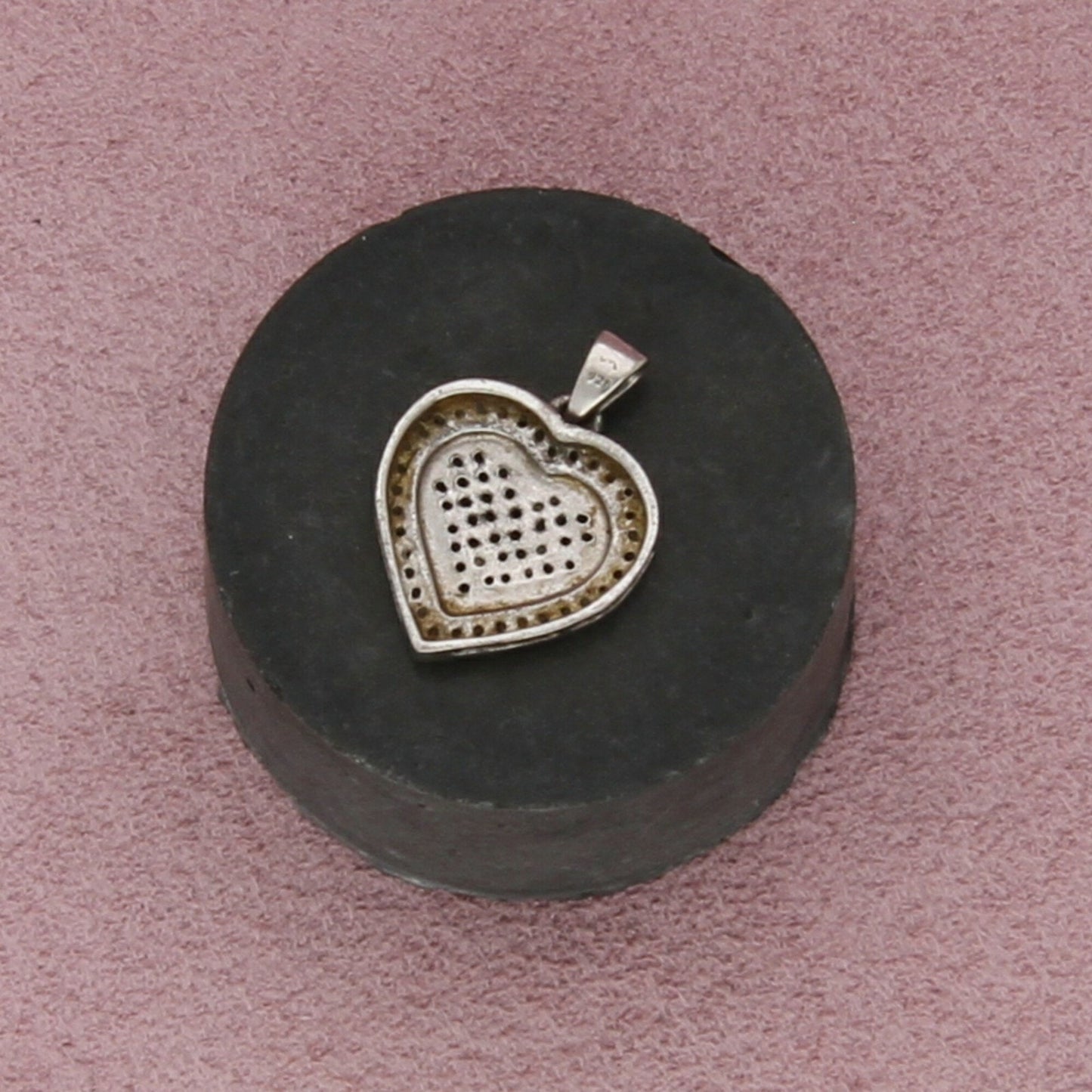 sterling silver pave diamond heart pendant