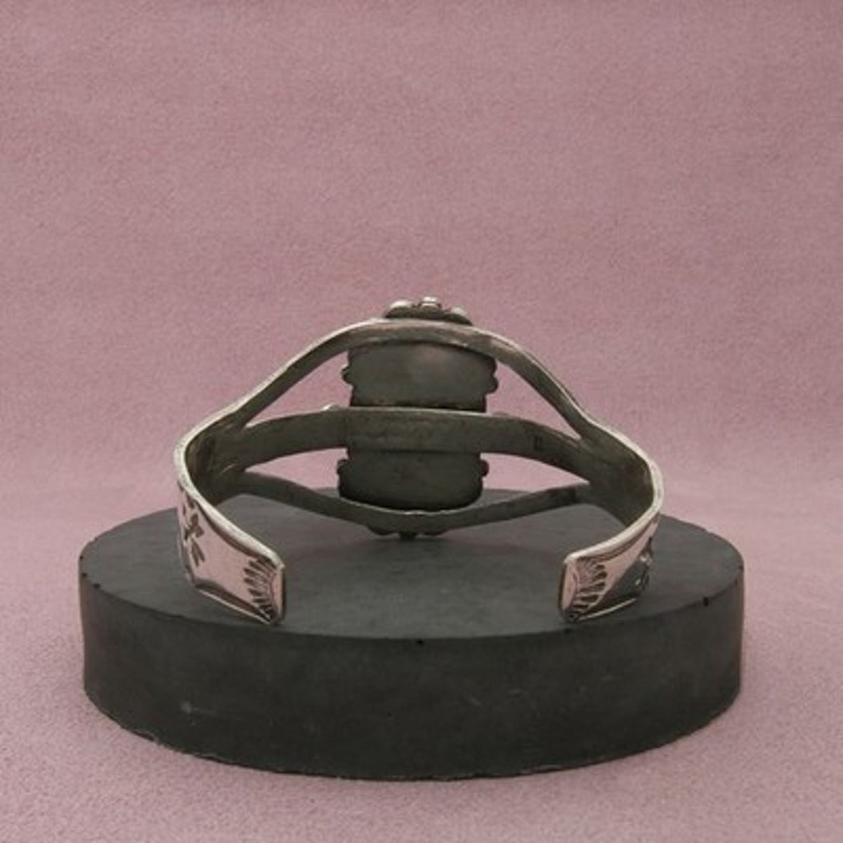 Navajo Sterling Silver Vintage Petrified Wood Arrows Cuff Bracelet Size 6.5in
