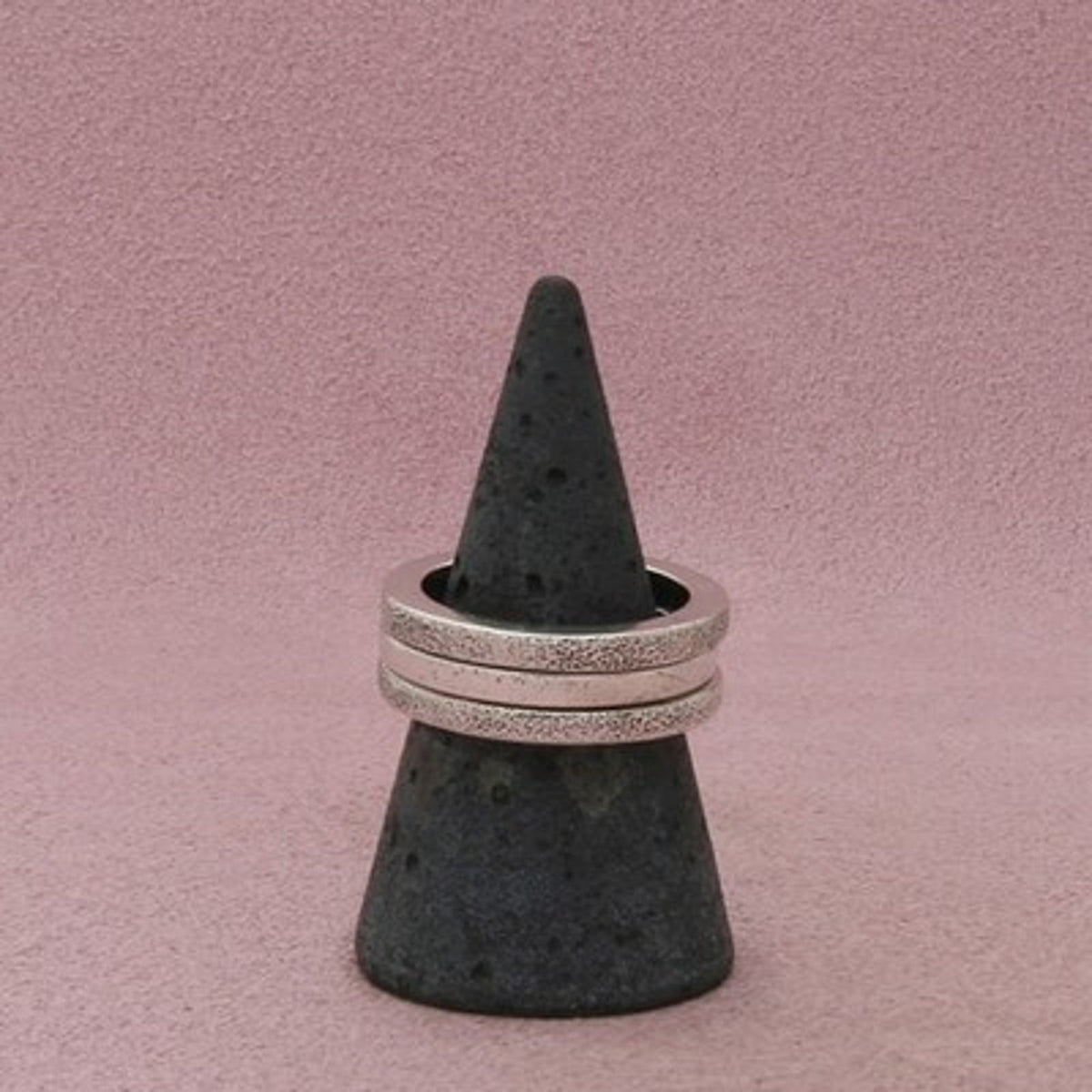 Pianegonda Sterling Silver Italy Three-Band Stack Textured Ring Size 8.5