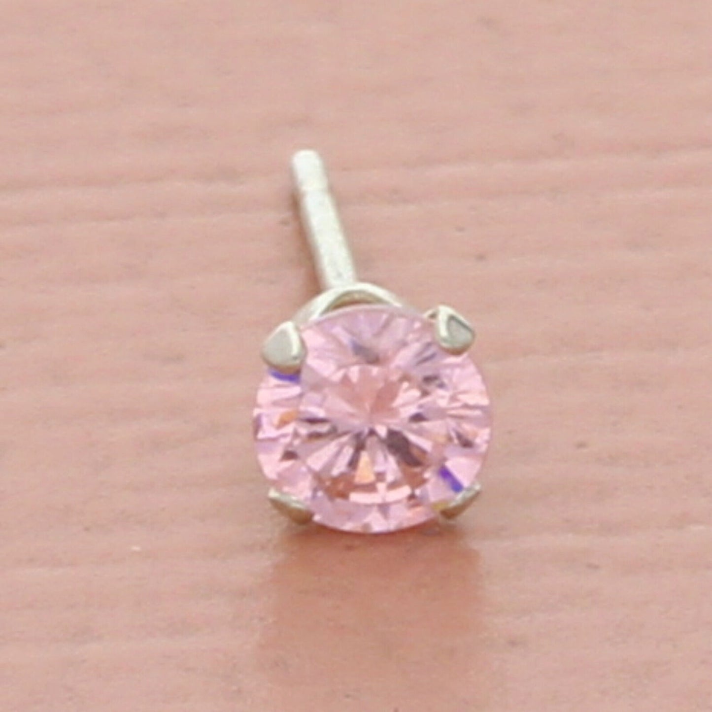 vintage sterling silver 0.25ct pink cz stud single earring